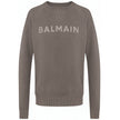 Gray Cotton Men SweaterElevate your streetwear game with the Balmain sweatshirt, a testament to understated luxury and high-end casual style. Crafted with exquisite attention to detail, this grey melange cotton piece is adorned with a striking applied log