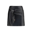 Black Lamb Ovis Aries Aries Mini SkirtThe Versace lambskin Miniskirt is a bold and sophisticated piece, enriched by an elegant decorative knot on the front that adds dynamism to the design. Crafted from soft leather, it features a zip fastening on the bac
