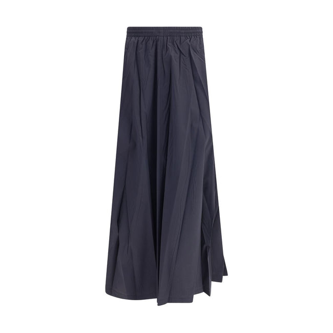 Blue Polyester Long SkirtBalenciaga’s Flared Skirt is a versatile and comfortable garment that combines style and practicality. Featuring a comfortable elasticated waistband with drawstring, it offers an adaptable and relaxed fit. The flared design gives