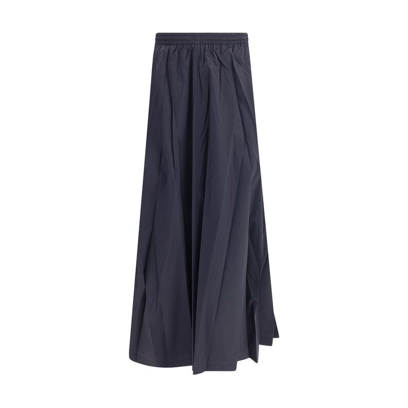 Blue Polyester Long SkirtBalenciaga’s Flared Skirt is a versatile and comfortable garment that combines style and practicality. Featuring a comfortable elasticated waistband with drawstring, it offers an adaptable and relaxed fit. The flared design gives