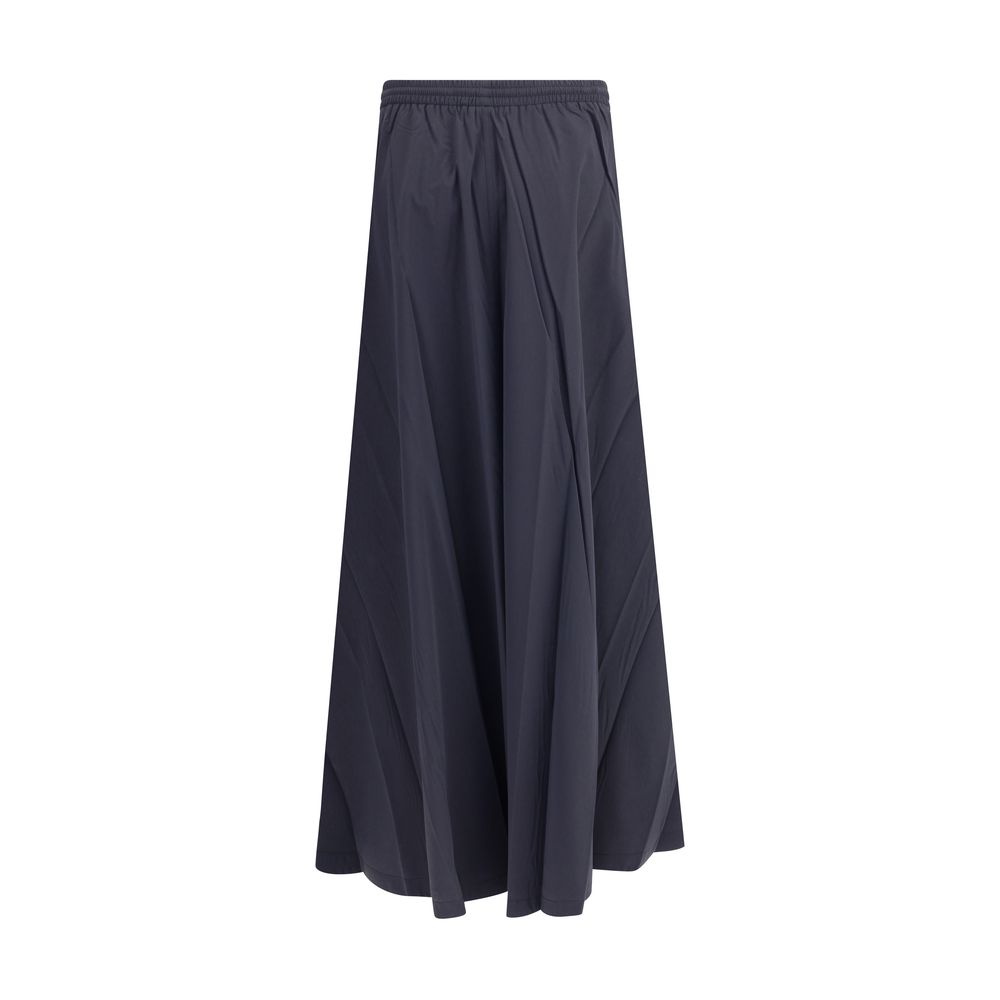 Blue Polyester Long SkirtBalenciaga’s Flared Skirt is a versatile and comfortable garment that combines style and practicality. Featuring a comfortable elasticated waistband with drawstring, it offers an adaptable and relaxed fit. The flared design gives