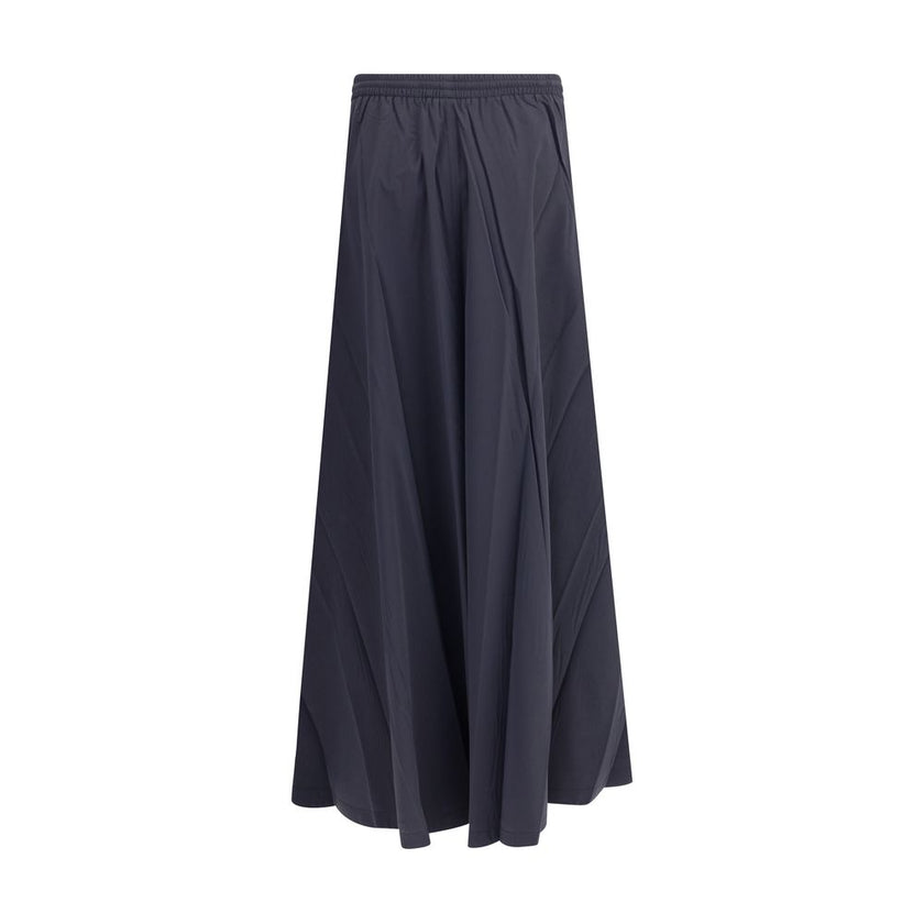Blue Polyester Long SkirtBalenciaga’s Flared Skirt is a versatile and comfortable garment that combines style and practicality. Featuring a comfortable elasticated waistband with drawstring, it offers an adaptable and relaxed fit. The flared design gives