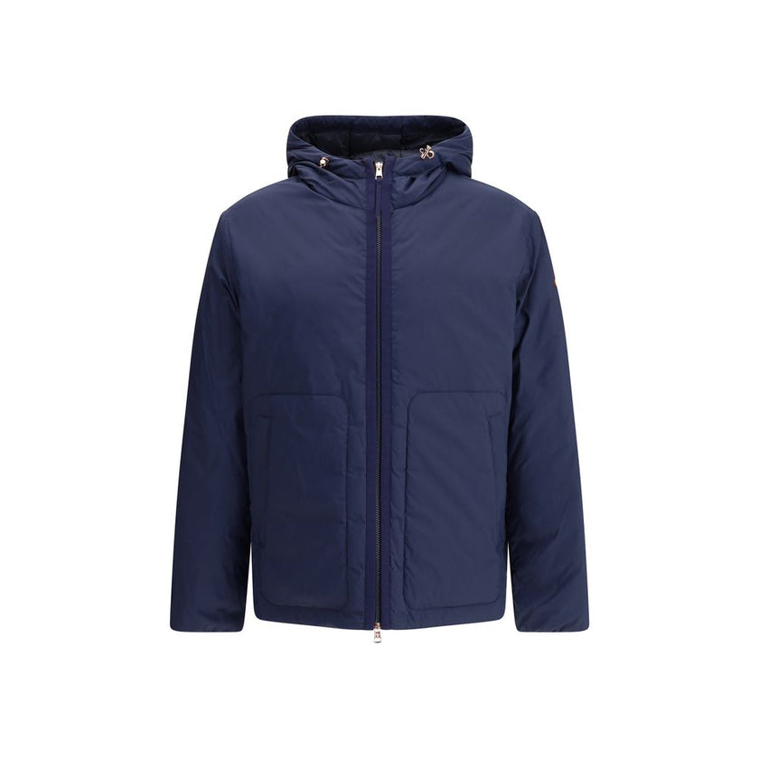 Blue Goose Down Full-Length JacketThe Moncler x Gilga Farm Caracara short Down Jacket by Donald Glover combines elegance and functionality. Crafted from a lightweight cotton and nylon blend, it features hidden boudin quilting, an adjustable drawstring hoo