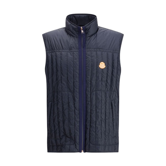 Blue Polyamide Sleveless JacketThe Moncler x Gilga Farm Down Vest by Donald Glover, named Tangerine after the orange groves of Gilga Farm, combines lightness and functionality. Crafted from longue saison, a lightweight and protective nylon, it features wa