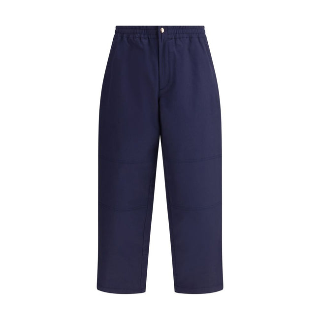 Blue Cotton Casual PantsThe Moncler x Gilga Farm cotton gabardine Pants by Donald Glover combine functionality with contemporary style. Part of the Moncler Genius line, they feature an elasticated waistband and two side welt pockets. A drawstring leg allo