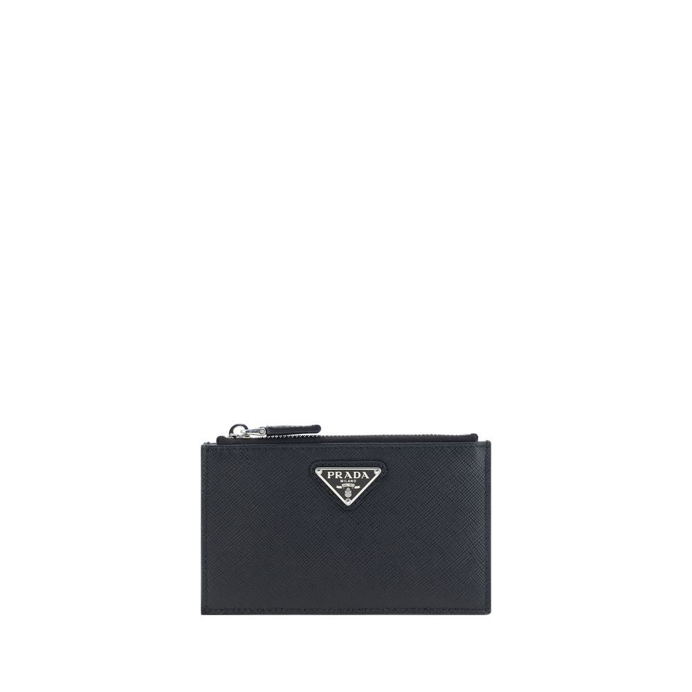 Black Calf Leather Bos Taurus WalletPrada’s Leather Card Holder is a practical and sophisticated accessory, crafted from grained leather for a sleek and durable effect. It features a coin compartment with top zipper closure and card slots on the back, off