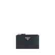 Black Calf Leather Bos Taurus WalletPrada’s Leather Card Holder is a practical and sophisticated accessory, crafted from grained leather for a sleek and durable effect. It features a coin compartment with top zipper closure and card slots on the back, off