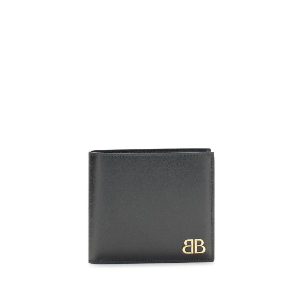 Black Calf Leather Bos Taurus WalletBalenciaga’s Logo plaque Wallet combines elegance and functionality in a compact, sophisticated design. Featuring eight card slots and a bill compartment, it is perfect for everyday organization. On the inside, the gold
