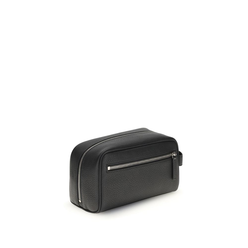Black Calf Leather Bos Taurus HandbagBalenciaga’s logoed Beauty Case combines functionality and style in a compact, detail-oriented design. Featuring a double top zipper, it offers a convenient, full opening, while the side panel pull makes it easy to car