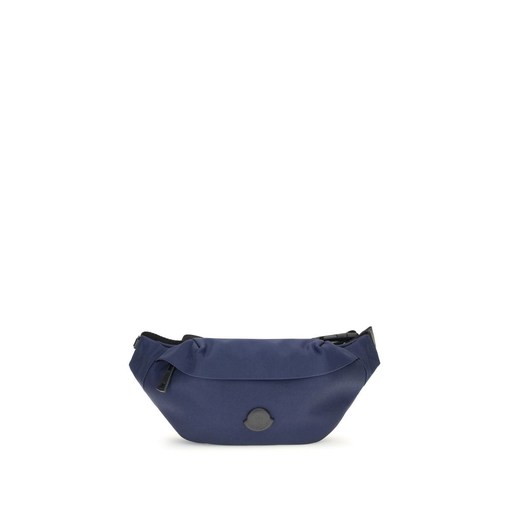 Blue Nylon Clutch BagMoncler’s Durance Fanny Pack is made of water-repellent nylon, perfect for providing protection and water resistance. Enhanced with quality leather trim, it features an adjustable belt for a customizable fit. The zippered closure and