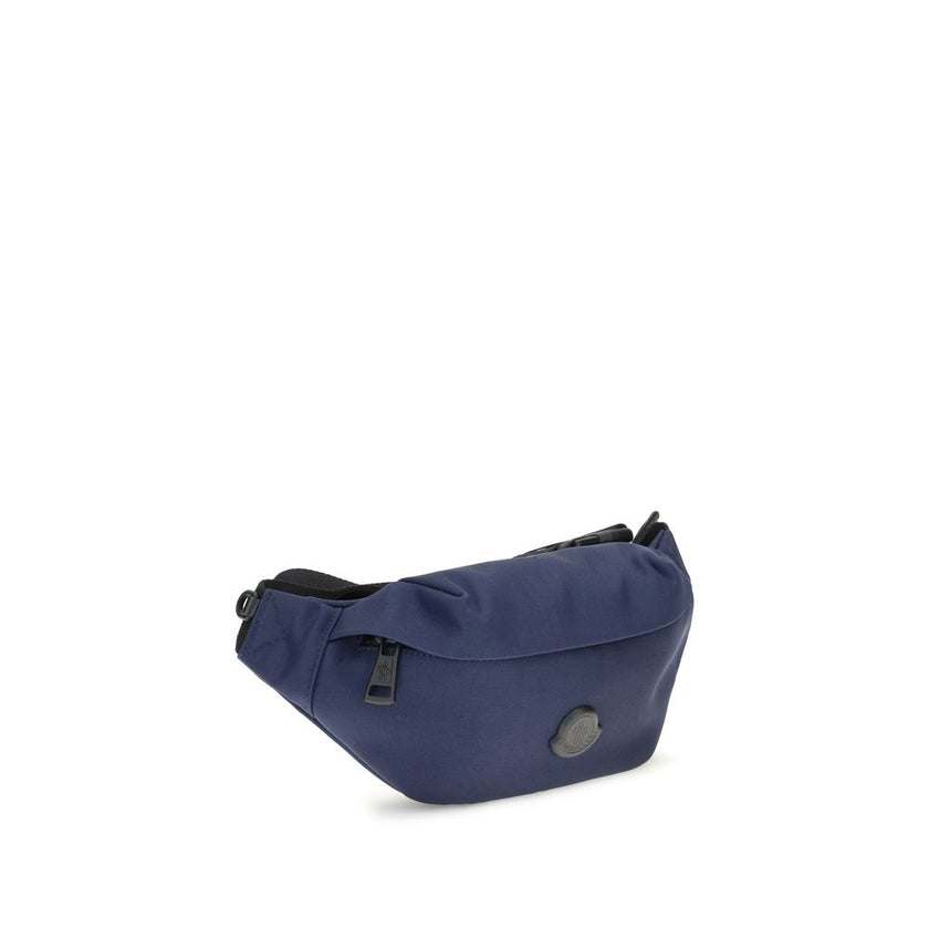Blue Nylon Clutch BagMoncler’s Durance Fanny Pack is made of water-repellent nylon, perfect for providing protection and water resistance. Enhanced with quality leather trim, it features an adjustable belt for a customizable fit. The zippered closure and
