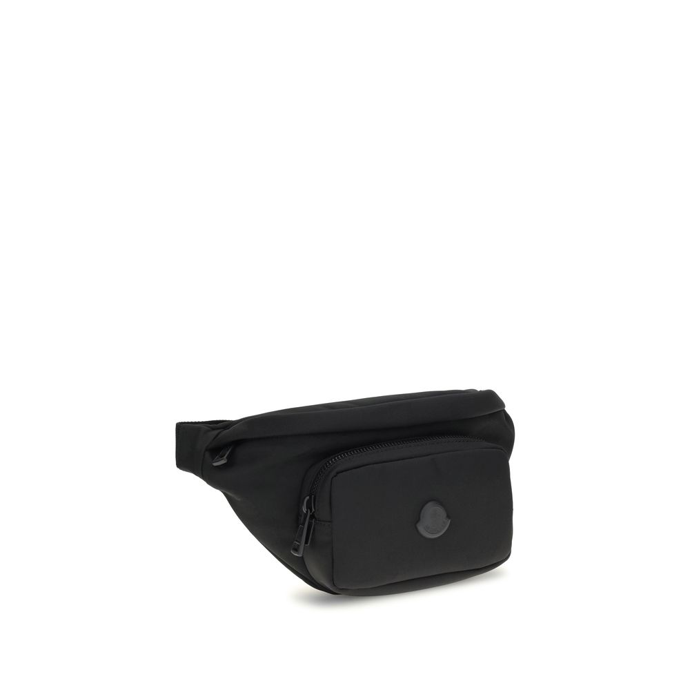 Black Nylon Clutch BagMoncler’s Durance Fanny Pack is made of water-repellent nylon, perfect for providing protection and water resistance. Enhanced with quality leather trim, it features an adjustable belt for a customizable fit. The zippered closure and
