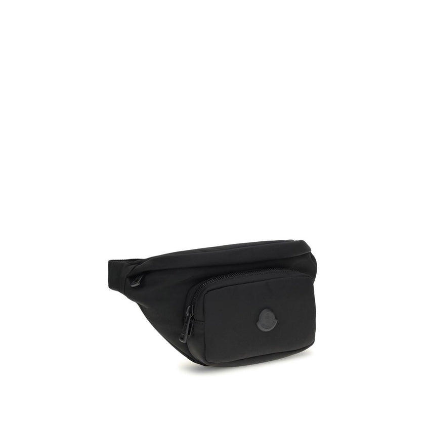 Black Nylon Clutch BagMoncler’s Durance Fanny Pack is made of water-repellent nylon, perfect for providing protection and water resistance. Enhanced with quality leather trim, it features an adjustable belt for a customizable fit. The zippered closure and