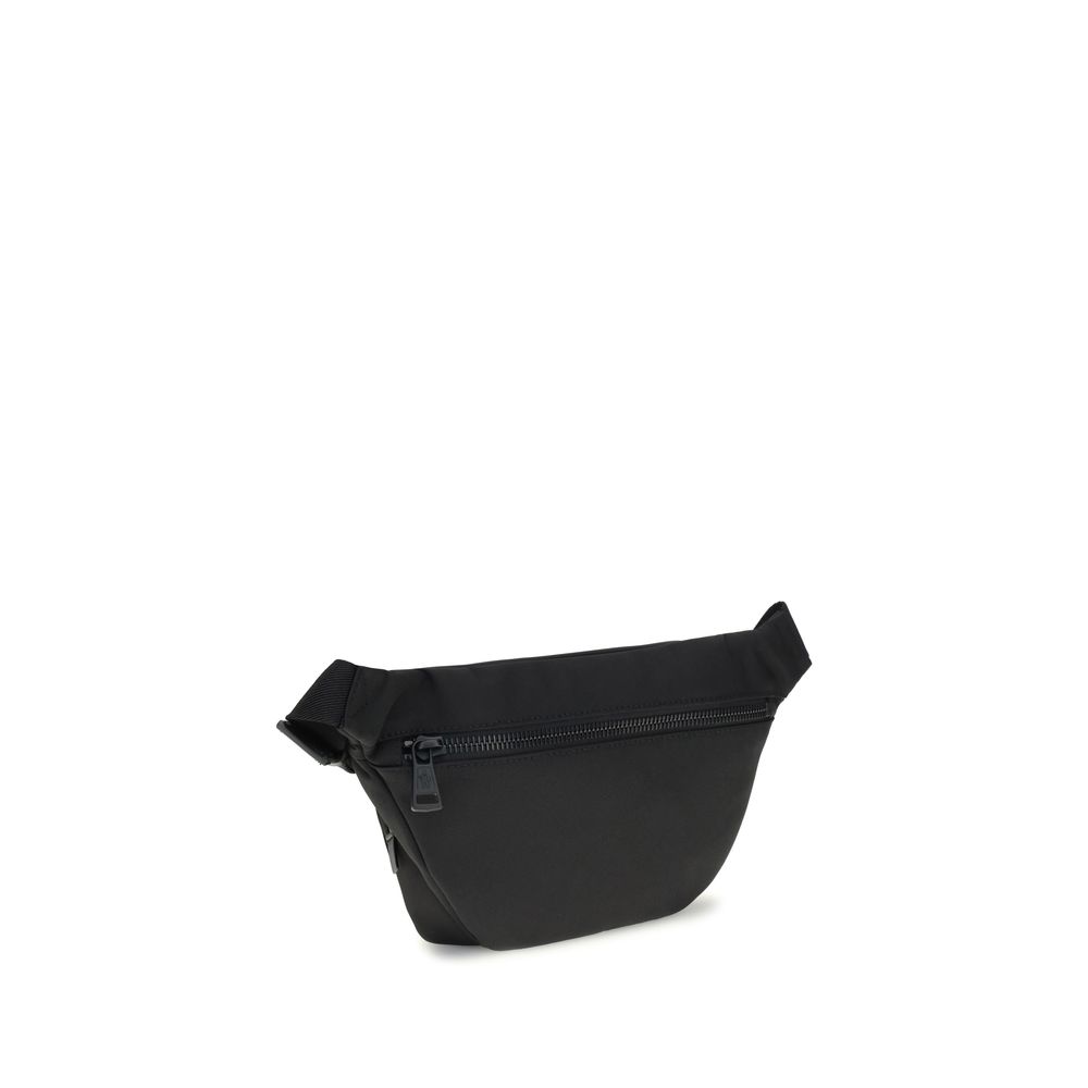 Black Nylon Clutch BagMoncler’s Durance Fanny Pack is made of water-repellent nylon, perfect for providing protection and water resistance. Enhanced with quality leather trim, it features an adjustable belt for a customizable fit. The zippered closure and