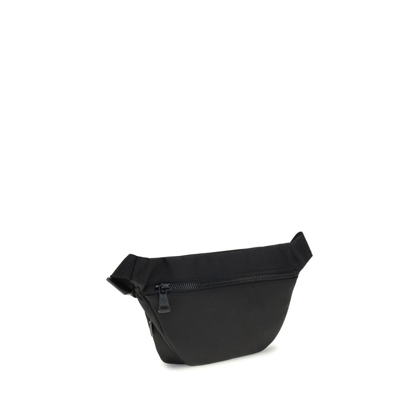 Black Nylon Clutch BagMoncler’s Durance Fanny Pack is made of water-repellent nylon, perfect for providing protection and water resistance. Enhanced with quality leather trim, it features an adjustable belt for a customizable fit. The zippered closure and