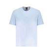 Blue Cotton Men T-ShirtElevate your casual repertoire with the effortlessly stylish ‘Hugo Boss’ crew neck T-shirt. Crafted with precision, this short sleeve tee features a relaxed fit for supreme comfort. Highlighted with a distinctive logo application, t