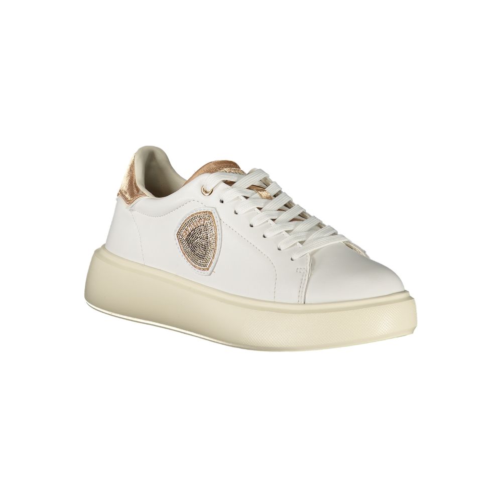 White Leather Sneakers with Bronze Detail by Blauer