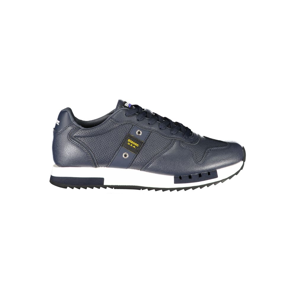 Blauer Herren-Sneaker aus Kunstleder mit Signature-Detail