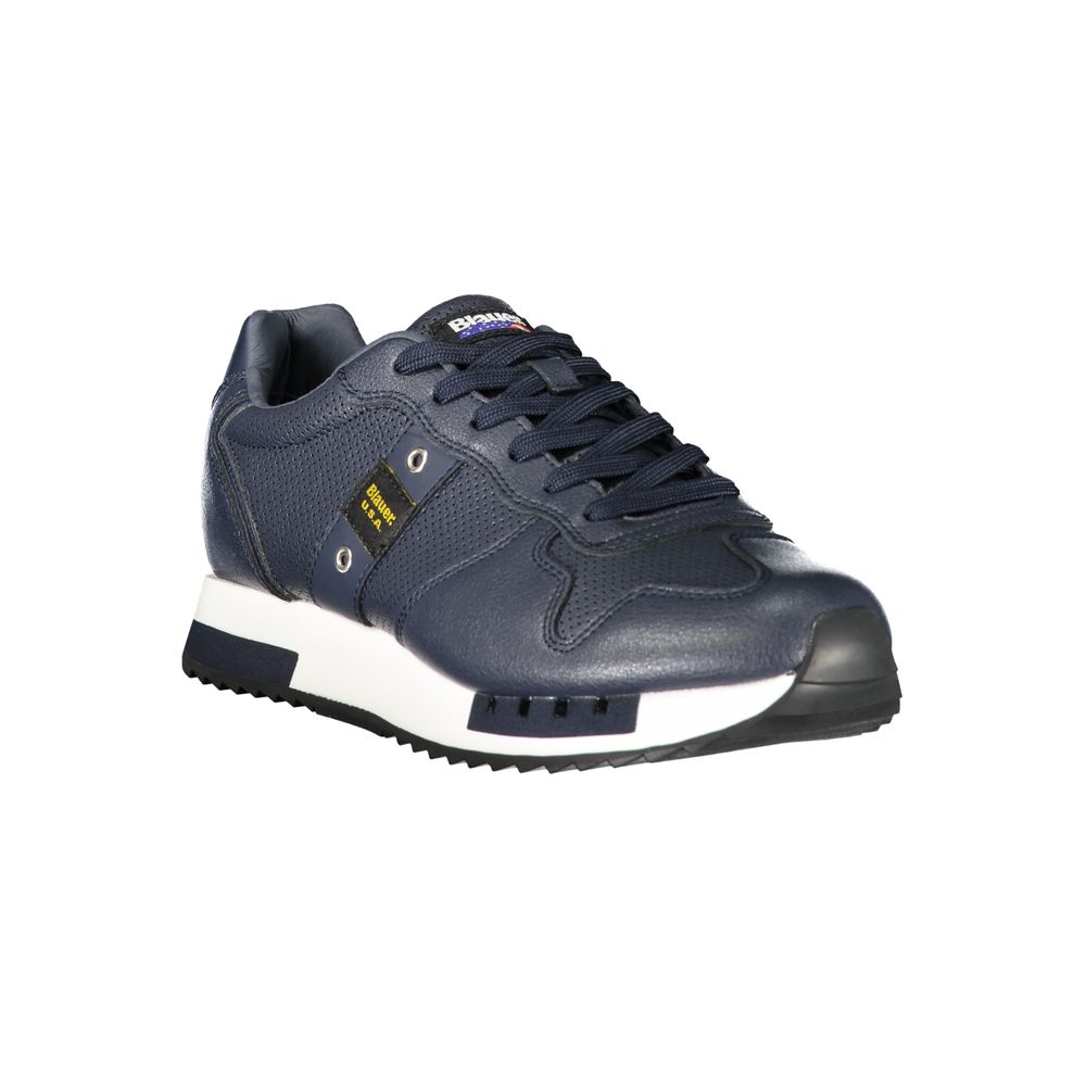 Blauer Herren-Sneaker aus Kunstleder mit Signature-Detail