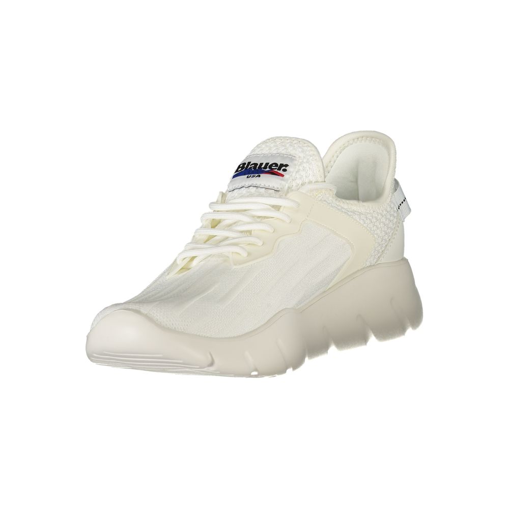 White Synthetic Men's Sneaker with Logo Detail