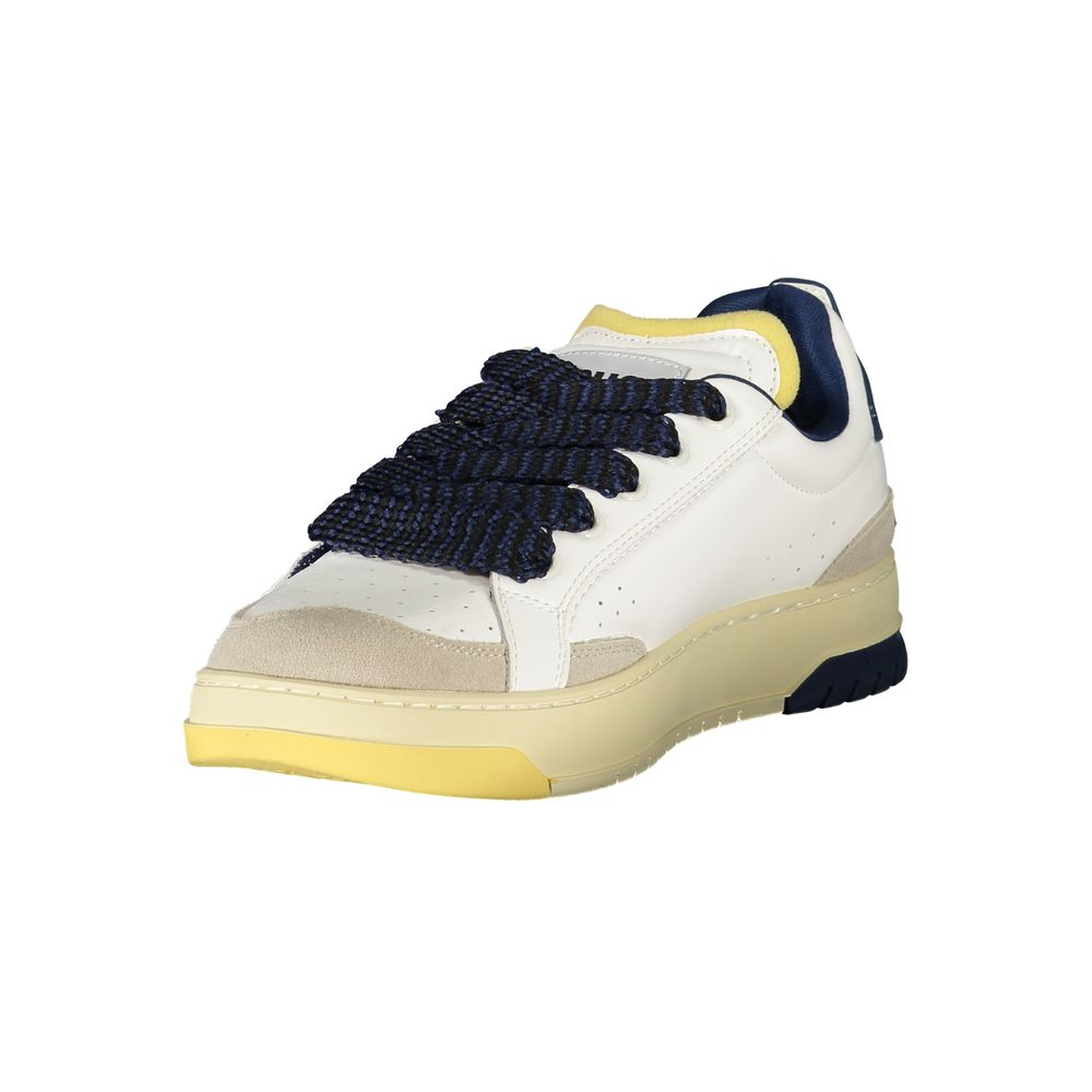 Bianco Leather & Synthetic Men’s Sneaker with Logo