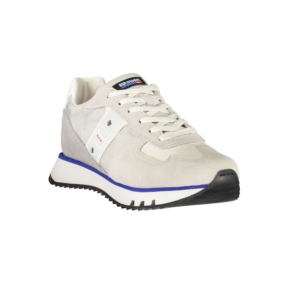 Gray Leather Synthetic Men's Sneaker with Logo Details