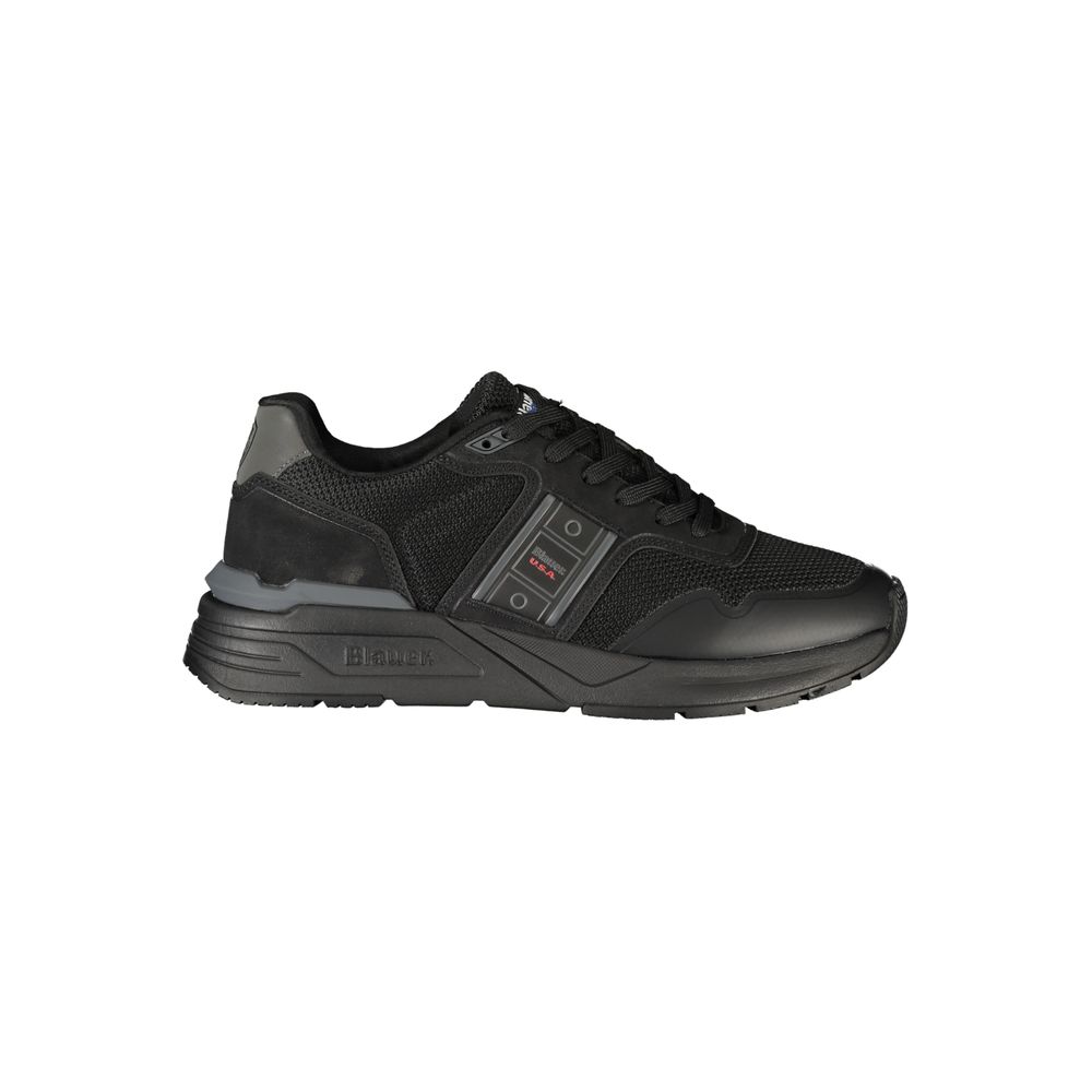 Black Synthetic Men’s Sneakers with Logo Detail