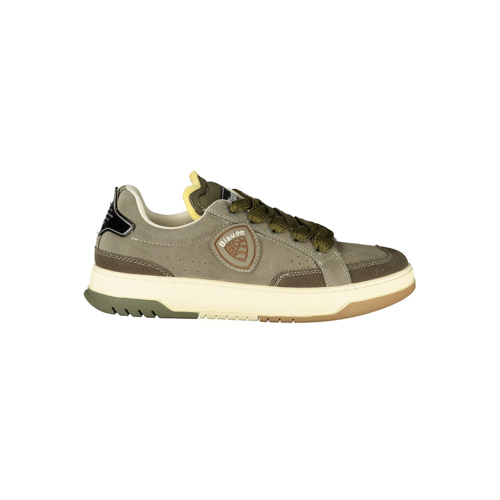 Green Leather Synthetic Men’s Sneaker with Removable Footbed