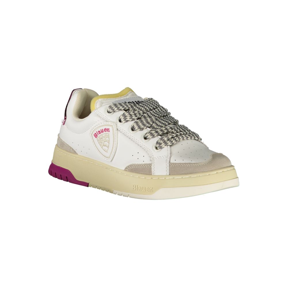 Weißer Kunstleder-Sneaker für Damen mit Logo-Detail