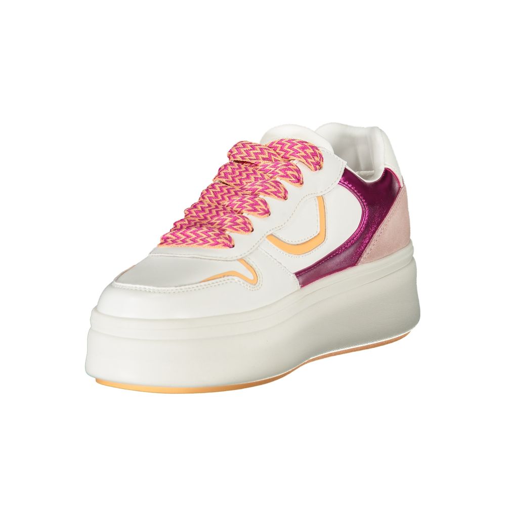 White Leather & Synthetic Women’s Sneaker with Fuchsia Detail by BLAUER