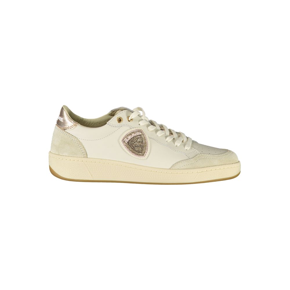 Weiße Leder-Sneaker mit Bronze-Akzenten von BLAUER