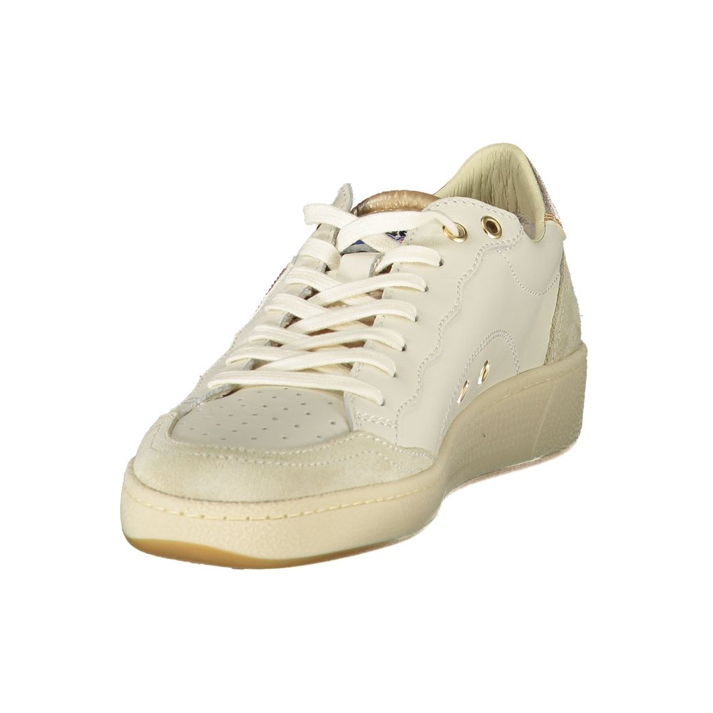 Weiße Leder-Sneaker mit Bronze-Akzenten von BLAUER
