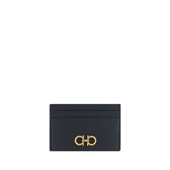 Card HolderCalfskin Card Holder by Ferragamo, grained leather design, card slot on front, iconic embossed Gancini logo on front, card slot on back, iconic brand signature printed in contrast on back. Season: AW25 Dimension: 10×10 Composition: GENERAL 100%
