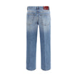 Light Blue Cotton Straight-Leg JeansGucci’s Straight Jeans feature a straight cut and a classic five-pocket design. They feature a naplak label with the Gucci Rosso Ancora logo, belt loops and a front pleat that adds a refined touch. The closure is secure