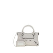 White Calf Leather Bos Taurus HandbagBalenciaga’s Le City First Handbag is made of fine Arena Storico lambskin, with two hand-woven handles that enhance its craftsmanship. The adjustable and removable shoulder strap, which features a shoulder reinforcemen