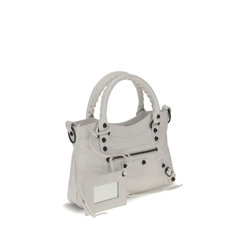 White Calf Leather Bos Taurus HandbagBalenciaga’s Le City First Handbag is made of fine Arena Storico lambskin, with two hand-woven handles that enhance its craftsmanship. The adjustable and removable shoulder strap, which features a shoulder reinforcemen