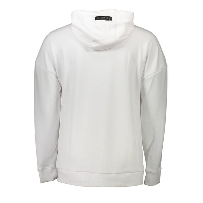 White Cotton Men SweaterUnleash your dynamic edge with the Plein Sport hooded sweatshirt. Designed for the man who dares to stand out, this long-sleeved marvel features bold contrasting details and the unmistakable Plein Sport logo application that scream