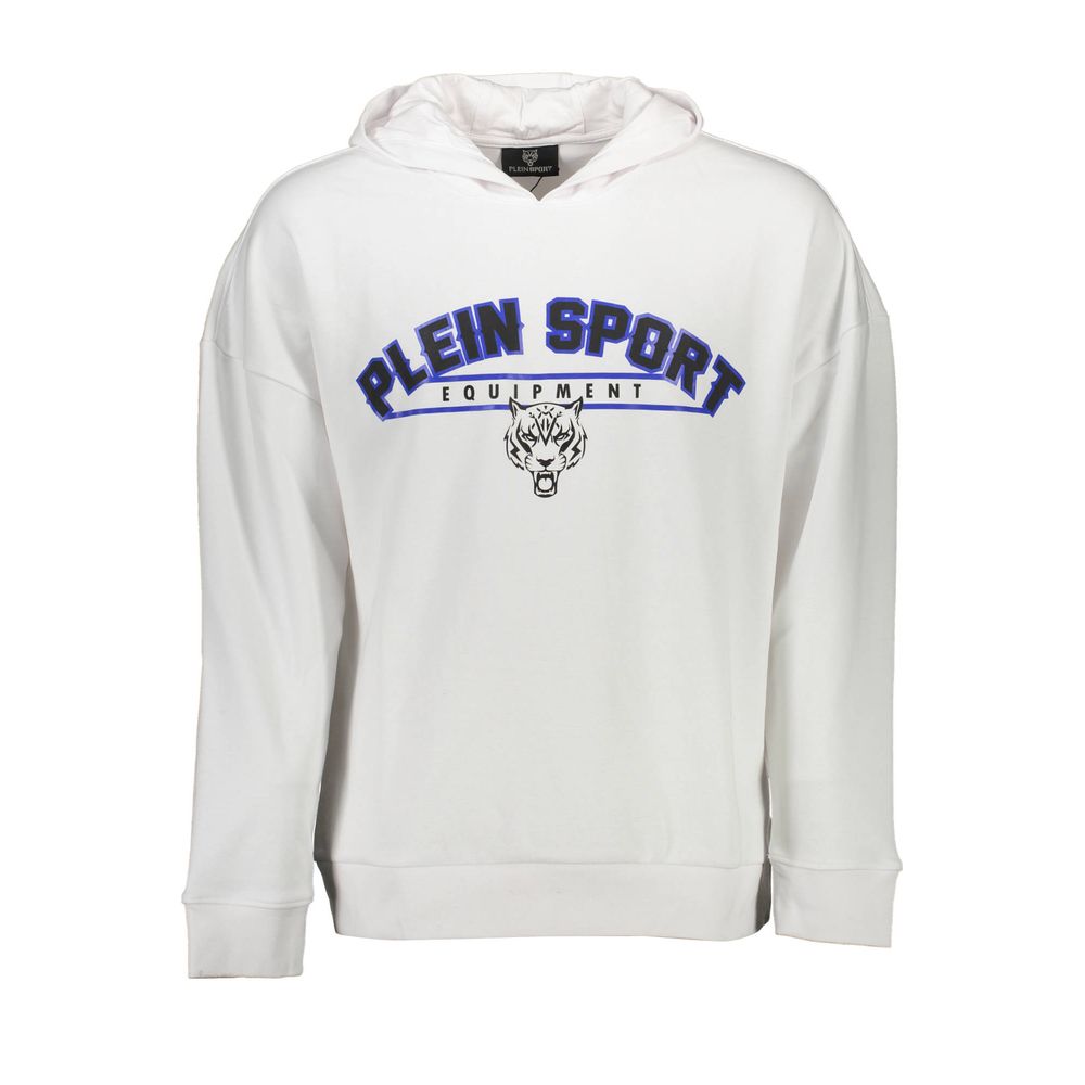 White Cotton Men SweaterStep into audacious comfort with this head-turning Plein Sport hoodie, a masterpiece weaving together luxury and sporty aesthetic. Tailored from a plush blend of cotton and polyester, it exudes trend-setting allure with its stark w
