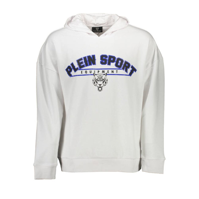 White Cotton Men SweaterStep into audacious comfort with this head-turning Plein Sport hoodie, a masterpiece weaving together luxury and sporty aesthetic. Tailored from a plush blend of cotton and polyester, it exudes trend-setting allure with its stark w