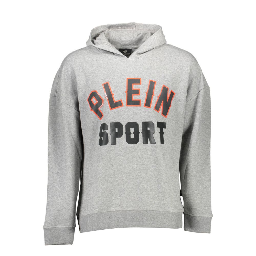 Grey Cotton Men’s Sweatshirt with Logo Print