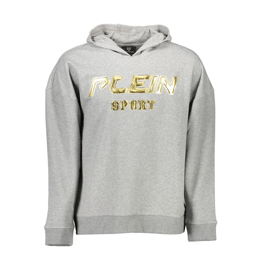 Gray Cotton Men's Hooded SweaterElevate your off-duty wardrobe with the sleek sophistication of Plein Sport’s hooded sweatshirt. Cast in a versatile gray hue, this long-sleeved athletic marvel blends comfort with cutting-edge style. Featuring a central po