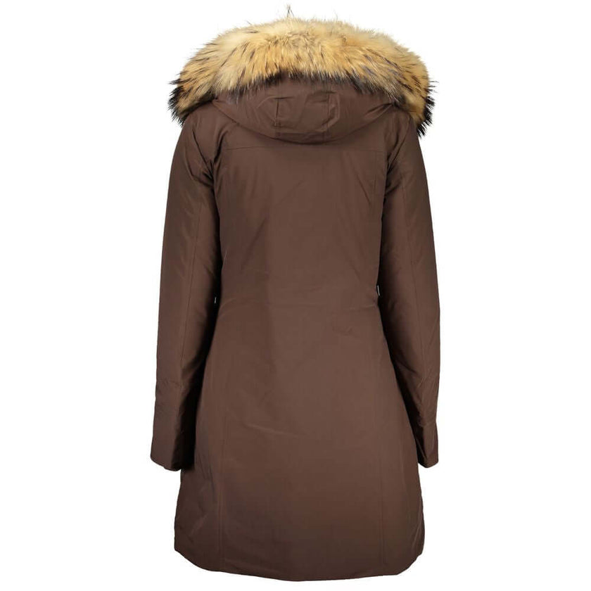 Brown Cotton Jackets & CoatLONG JACKET WITH LONG SLEEVES WITH HOOD AND REMOVABLE FUR, 2 POCKETS, ZIP AND BUTTONS, LOGOBrown Cotton Jackets & Coat${tagsWoolrichAulae Brown Cotton Jackets & Coat WoolrichAulae Brown Cotton Jackets & Coat LONG JACKET WITH LON