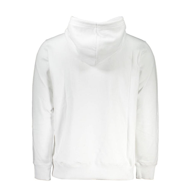 White Cotton Men SweaterElevate your wardrobe with the timeless sophistication of Calvin Klein. This pristine white sweatshirt, crafted from 100% organic cotton, guarantees comfort without compromising on style. The subtle contrasting details alongside th