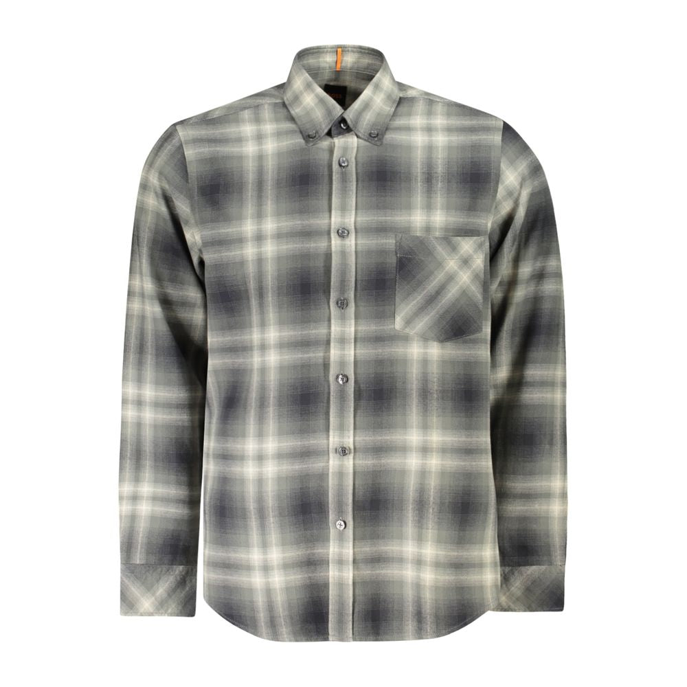 Verde Cotton Men’s Shirt with Button-Down Collar