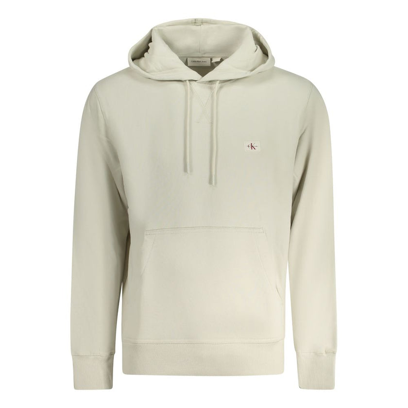 Beige Cotton Men SweaterEmbrace the aura of effortless style with this Calvin Klein long-sleeved hooded sweatshirt. Crafted with attention to detail, this beige statement piece boasts a cozy brushed interior and a convenient central pocket. The appliqué l