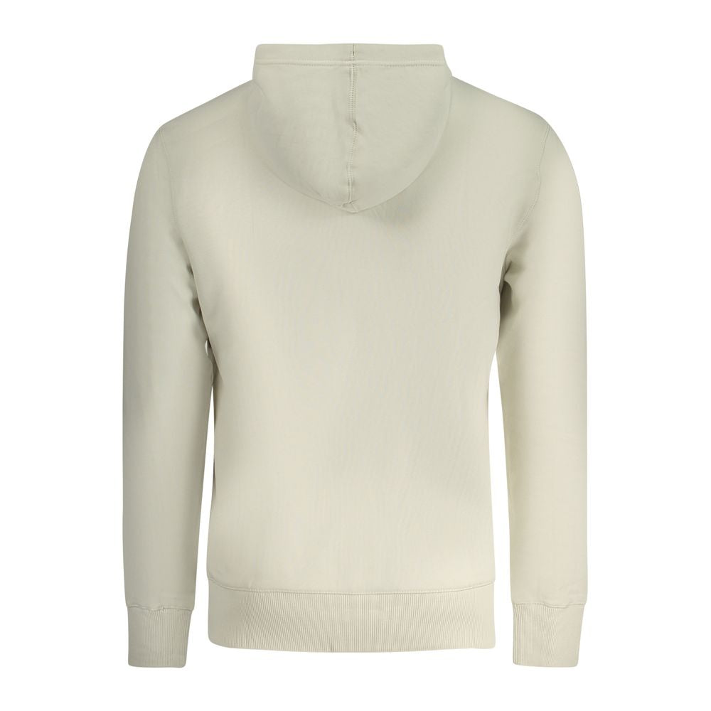 Beige Cotton Men SweaterEmbrace the aura of effortless style with this Calvin Klein long-sleeved hooded sweatshirt. Crafted with attention to detail, this beige statement piece boasts a cozy brushed interior and a convenient central pocket. The appliqué l