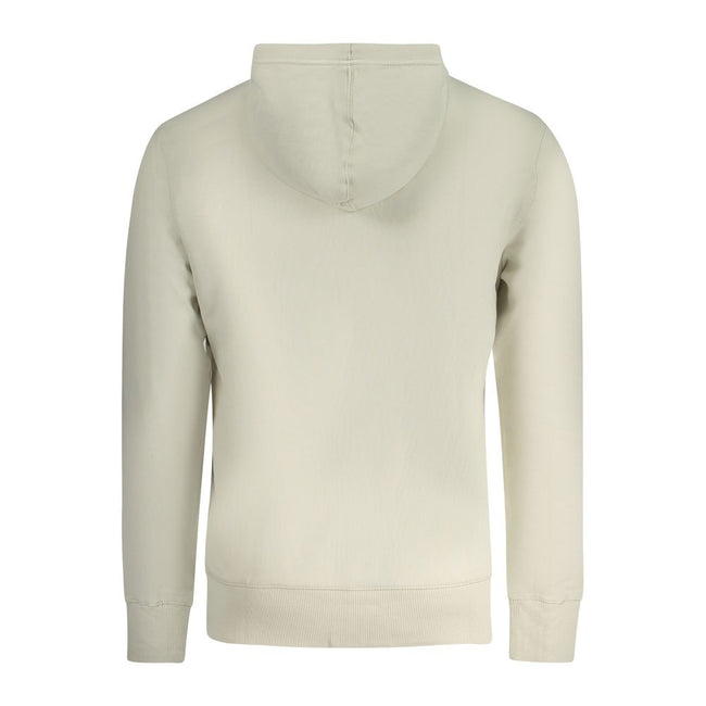 Beige Cotton Men SweaterEmbrace the aura of effortless style with this Calvin Klein long-sleeved hooded sweatshirt. Crafted with attention to detail, this beige statement piece boasts a cozy brushed interior and a convenient central pocket. The appliqué l