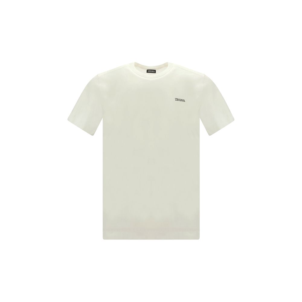 White Cotton T-Shirt by Zegna with Monogram Detail