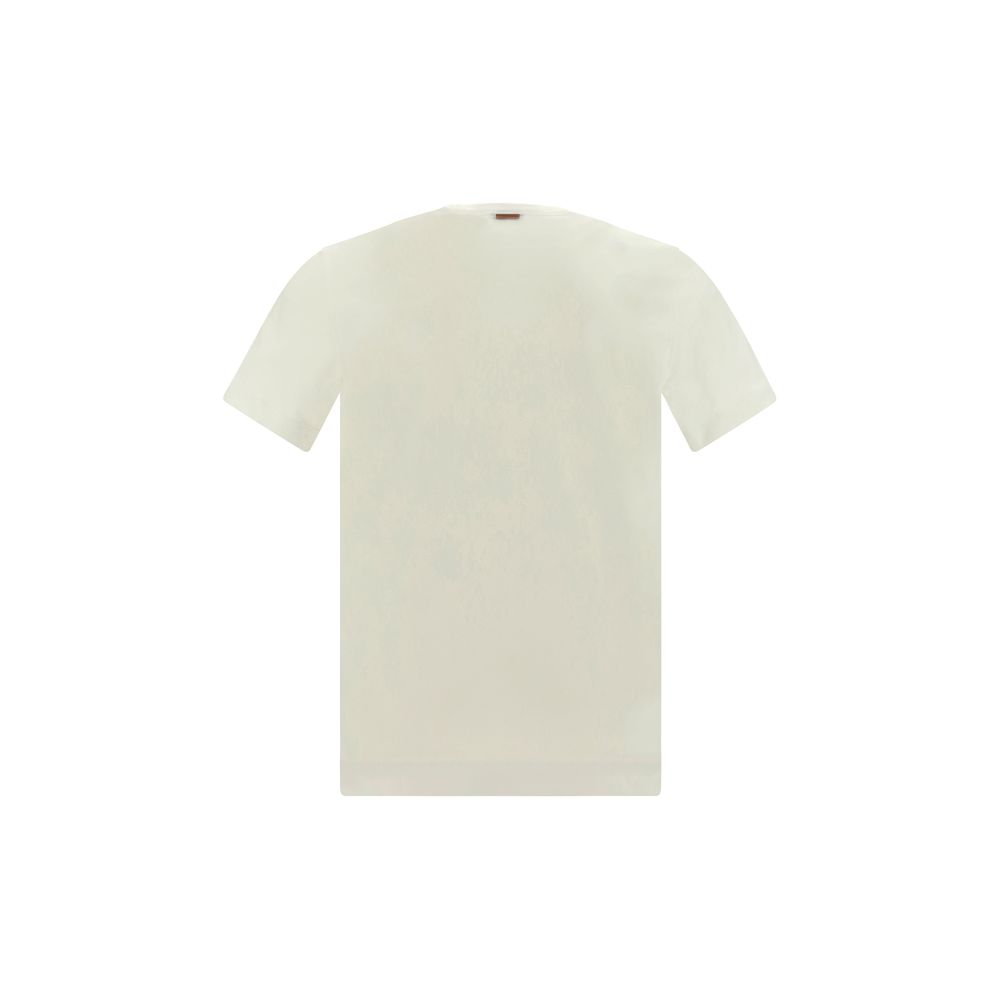 White Cotton T-Shirt by Zegna with Monogram Detail