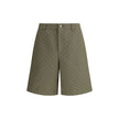Green Cotton Bermuda ShortsGucci’s GG pattern Shorts combine the iconic monogrammed motif with an essential and versatile silhouette. They feature a front zipper and button closure, enhanced by belt loops at the waist, a detail that enhances the fit. A ga
